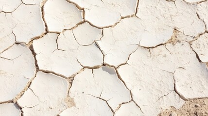Obraz premium Closeup of Cracked Off White Earth Texture