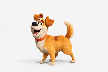 Happy 3D Puppy Illustration on Pure White Backdrop