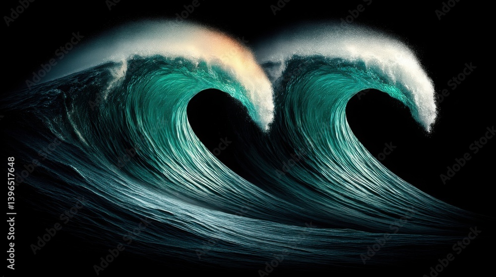 Poster majestic ocean wave capturing the power of nature with a reflection of light creating an artistic se