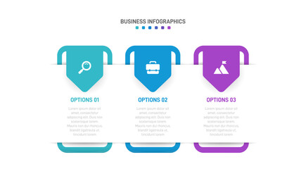 Horizontal progress bar featuring 3 arrow-shaped elements, symbolizing three six stages of business strategy and progression. Clean timeline infographic design template. Vector for presentation