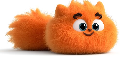 Fototapeta premium Fluffy Orange Cartoon Character