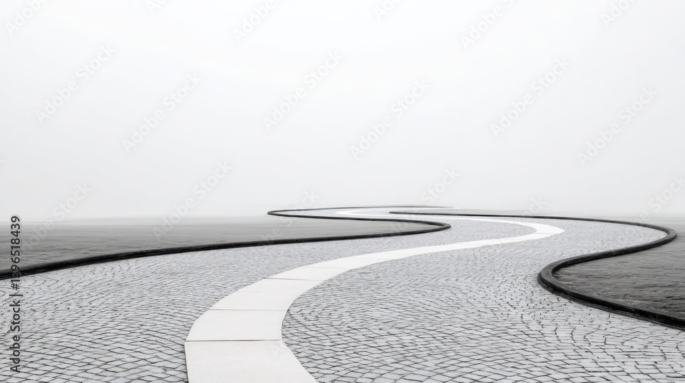 Poster a serene path cutting through a field depicting journey and exploration in a surreal and artistic co