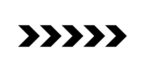 Chevron arrow pattern. Chevron shape line. Motion direction road line. Triangle arrow sign. Warning repeat striped. Swipe icon. Design element. Vector illustration isolated on white background.