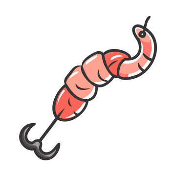 red worm on fishing hook clip art preview