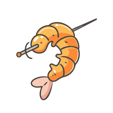 recommend clip art: shrimp skewer icon, shrimp skewer vector illustration-simple illustration of shrimp skewer, perfect for shrimp skewer logos and icons