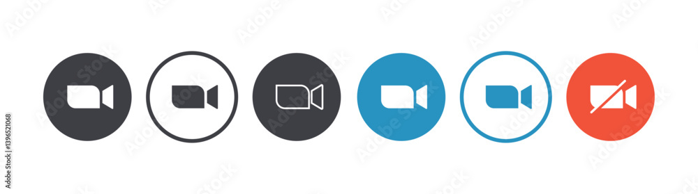 Aufkleber videocall icon. set of different video camera icons. collection of internet conversation buttons. vi