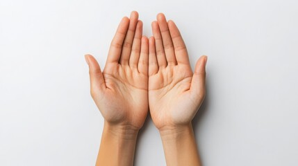 Create a pair of hands holding gratitude messages for World Gratitude Day, isolated on white