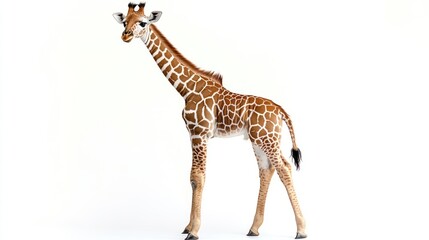 Fototapeta premium Graceful giraffe portrait on a pristine backdrop showcasing elegance and charm