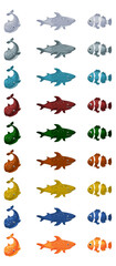Vector ocean fish set in vibrant colors