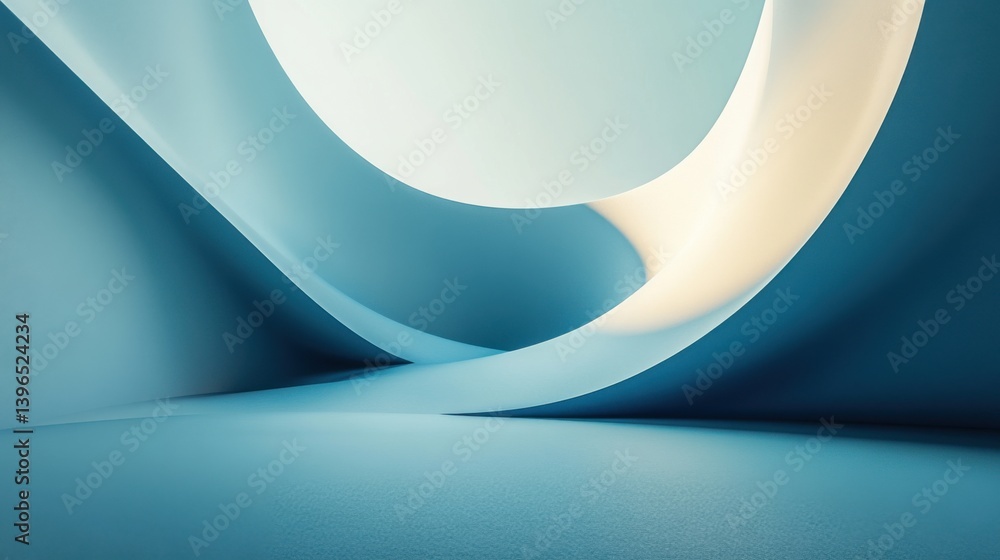 Aufkleber a minimalist abstract design featuring smooth curves and a cool blue color palette, creating a seren