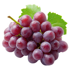 A bunch of fresh ripe grapes on the vine with green leaves  long title A cluster of plump juicy red grapes with green leaves attached freshly