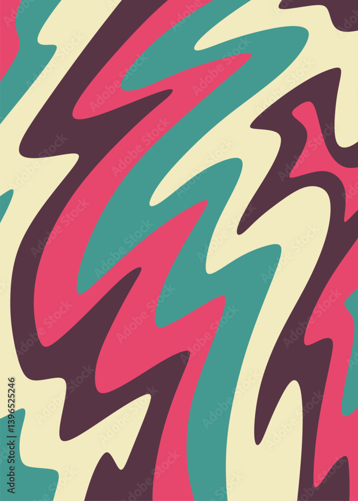 Aufkleber abstract background with colorful wavy line pattern. simple oil painting pattern