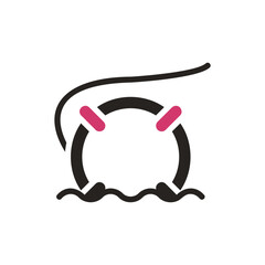 Stylized Lifebuoy on Water Vector Illustration