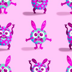 Cartoon doodle animals seamless monsters pattern for kids clothes print and wrapping paper and fabrics