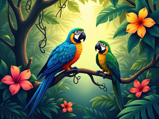 Fototapeta premium parrot on a branch