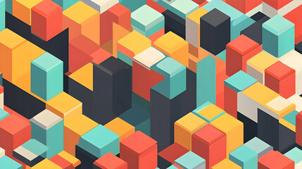 Obraz premium Abstract isometric pattern of colorful 3d cubes