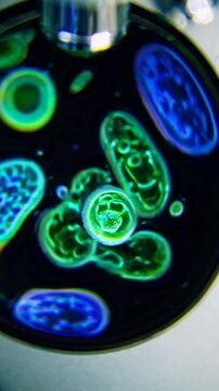Microscopic view of vibrant microbial life in motion
