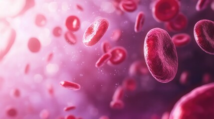 Naklejka premium Red Blood Cells Flowing in Vein Macro Shot for Medical Illustration