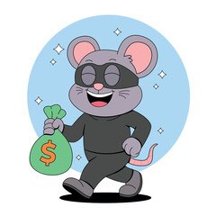 Rat Steal Money cartoon