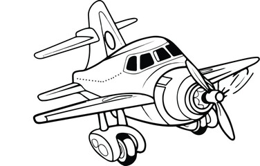 Hand Drawn Airplane Coloring Book Page for Kids