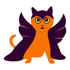 Cute Cat Halloween with Costume. Vector Cartoon Character.