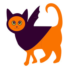 Obraz premium Cute Cat Halloween with Costume. Vector Cartoon Character.