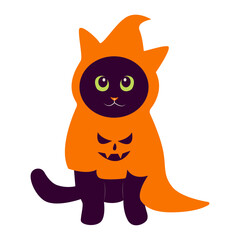Cute Cat Halloween with Costume. Vector Cartoon Character.