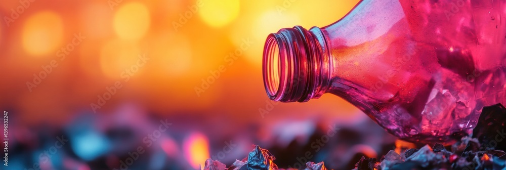 Poster Vibrant Circular Economy Insights AI-Driven Plastic Waste Transformation - Innovative Recycling Technology Capturing Sustainable Future Dynamics in Hyper-Chromatic Visual Storytelling