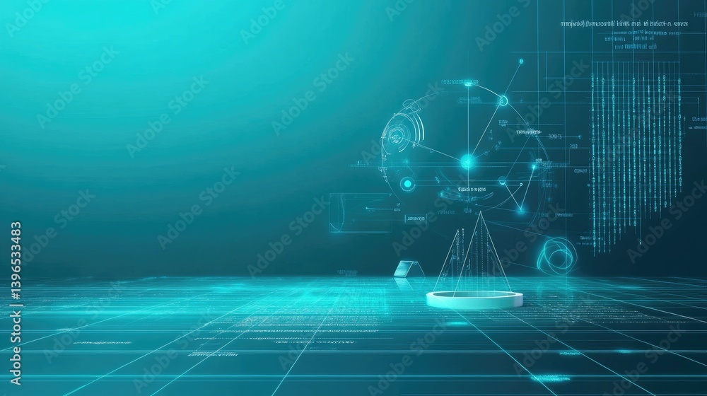 Poster abstract technology interface with digital elements and futuristic background