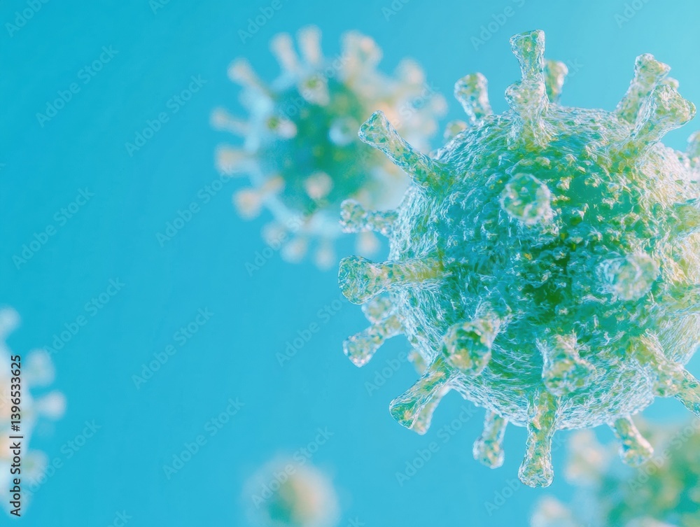 Aufkleber microscopic viral visualization cutting-edge scientific of infectious pathogen in high-resolution bi