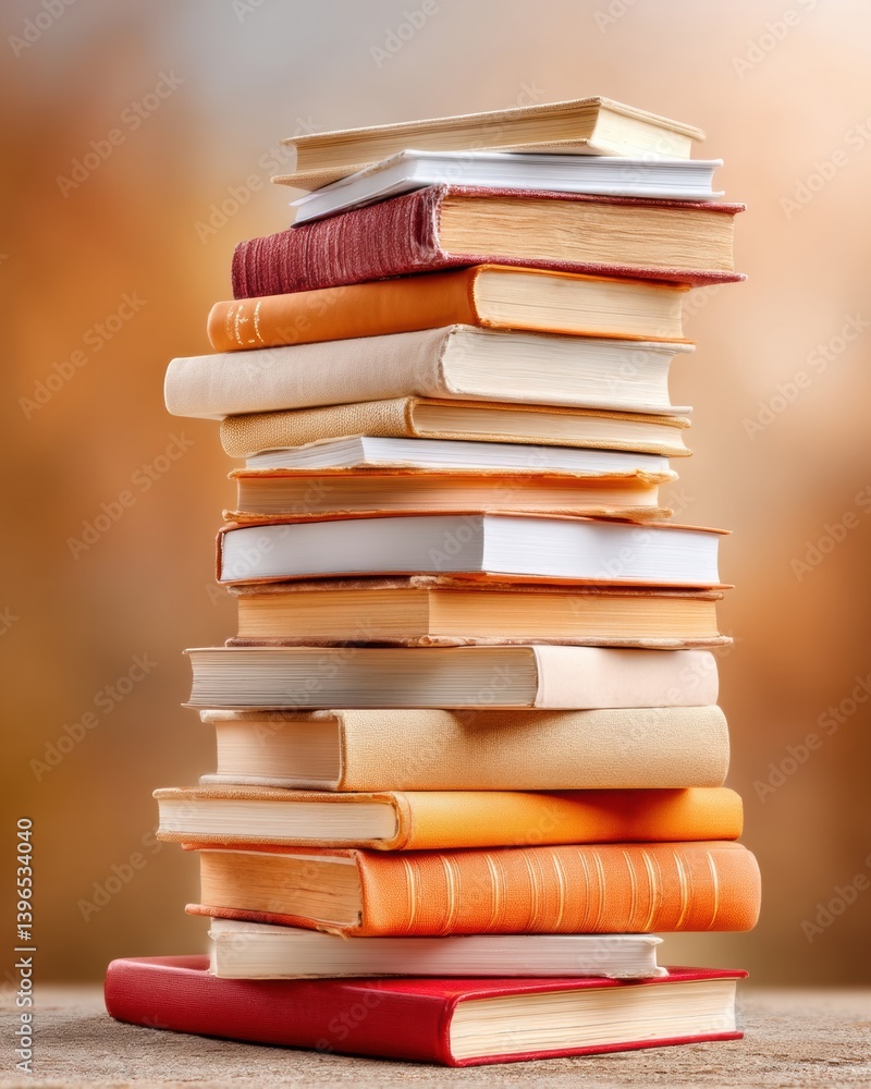 Aufkleber mindful learning essentials vertical book tower symbolizing knowledge architecture, intellectual gro