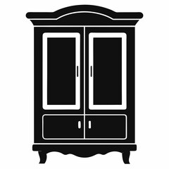 Cupboard Silhouette black on White Background 