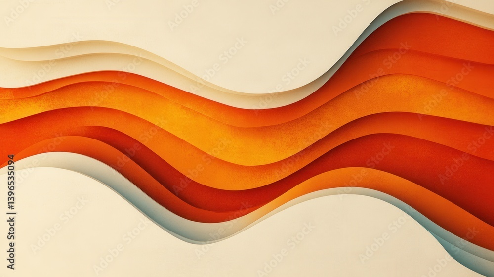 Poster abstract wavy design featuring warm orange tones on a neutral background, creating a dynamic and mod