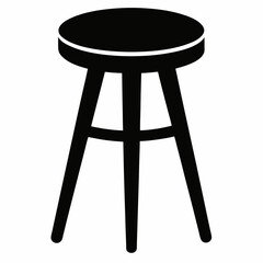 Stool Silhouette black on White Background