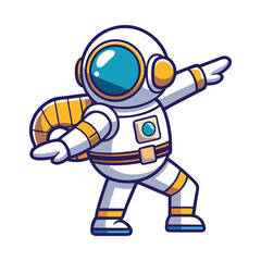 Fototapeta premium A cute blue cartoon cyborg warrior with a futuristic helmet, wielding a sword