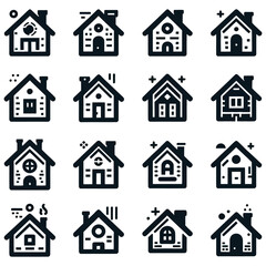 Minimalist Home Icon Set | Black & White Outline and Filled House Symbols