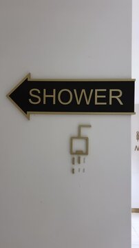 shower pointer Arrow shower sign Shower head with water drops flowing icon isolated on white background. 