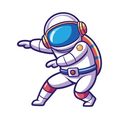 Fototapeta premium Cute Astronaut Karate Kick Cartoon Vector Icon Illustration Science Technology