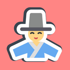 Sticker south korean man. South Korea elements. Good for prints, posters, logo, advertisement, infographics, etc.