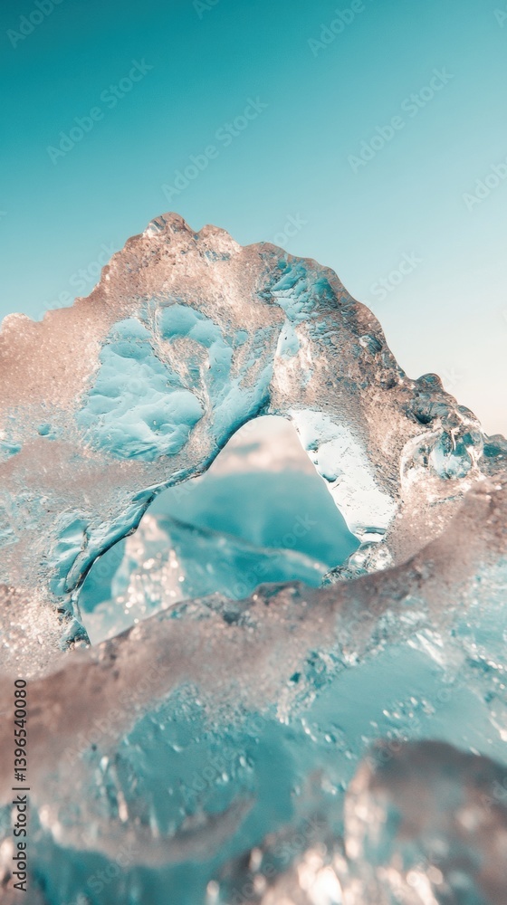 Poster glacial metamorphosis luminescent arctic ice textures exploring climate tech innovations and etherea