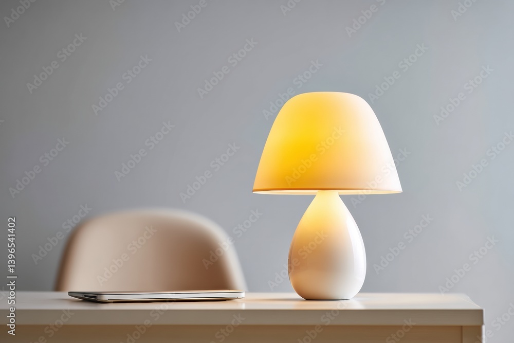 Poster minimalist ceramic desk lamp soft warm glow illuminating modern workspace elegance - scandinavian-in
