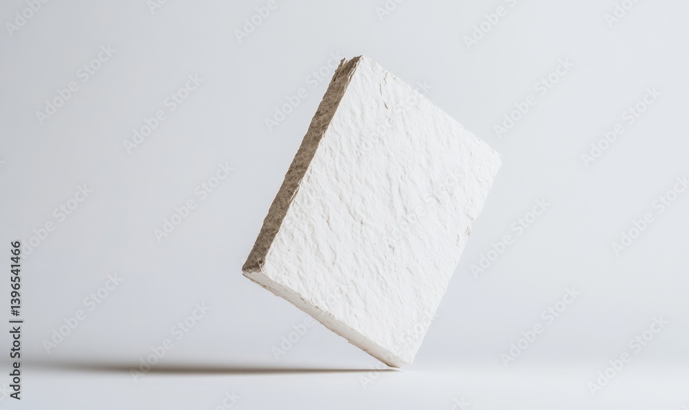 Poster minimalist architectural texture suspended geometric concrete block exploring spatial design, digita