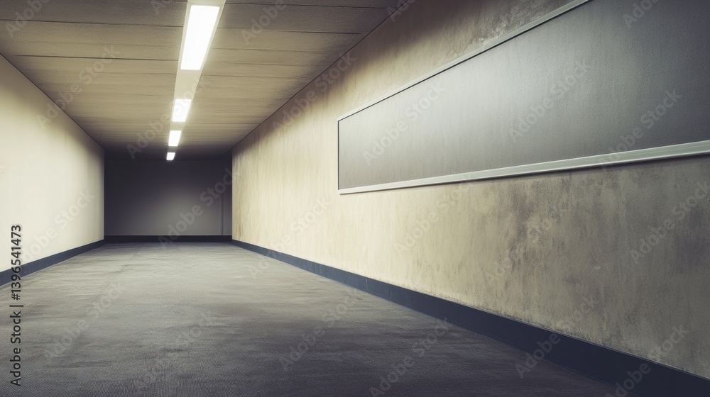 Poster Minimalist Corporate Space Empty Modern Interior Design Showcasing Liminal Architecture with Innovative Digital Display Potential for Future Workspace Solutions