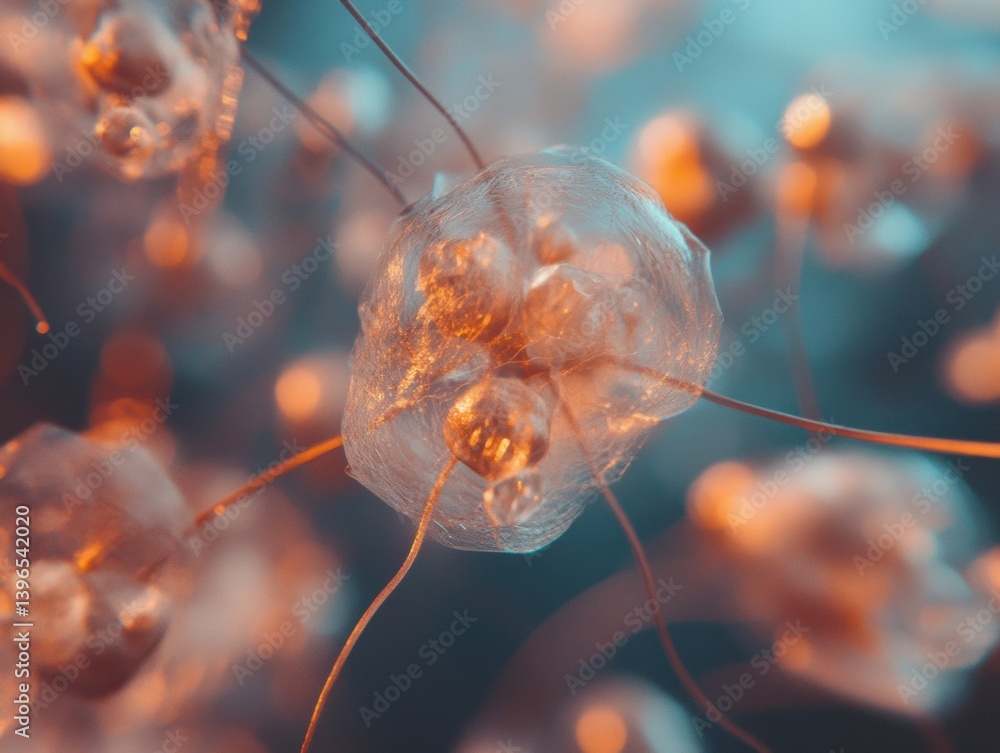 Aufkleber Ethereal Neural Network Visualization Macro Neuroscience Innovation in Translucent Organic Structures - Cutting-Edge Cognitive Research and Biotech Design Insights
