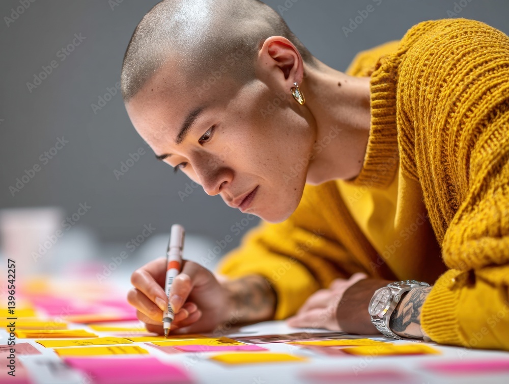 Poster UX Design Revolution Gen Z Non-Binary Creative Professional Mapping User Experience with Vibrant Design Thinking and Innovative Persona Methodology