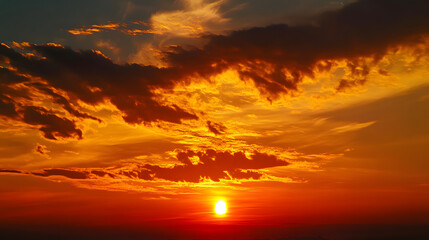 Obraz premium sky, sunset, sun, cloud, clouds, nature, sunrise, orange, dusk, red, sunlight, cloudscape, beautiful, evening, light, landscape, blue, yellow, dramatic, abstract, weather, heaven, beauty, dawn, color
