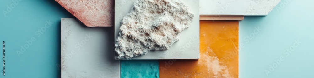 Fototapete Minimalist Color Block Composition Geometric Mineral Textures Exploring Digital Design Trends in Modern Aesthetic Spatial Arrangement