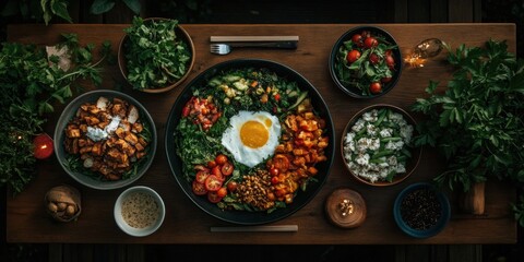 Mindful Harvest Bowl Sustainable Farm-to-Table Wellness Cuisine Capturing Millennial and Gen Z Culinary Storytelling with Artisanal Nutrient-Dense Global Fusion Aesthetic