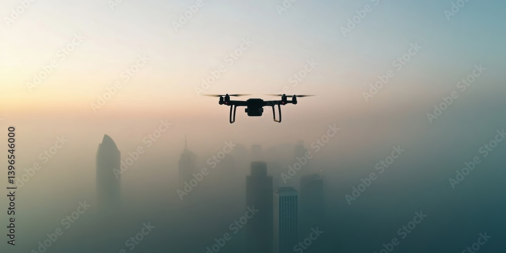 Aufkleber atmospheric urban tech frontier ai-driven drone monitoring revolutionizes environmental intelligence