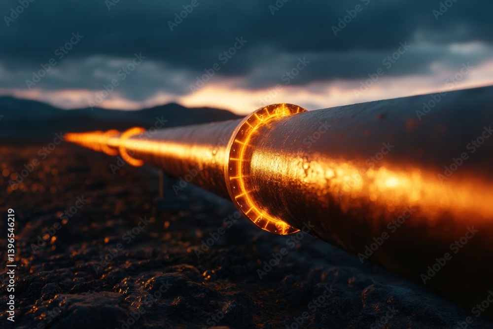 Poster Illuminated Industrial Infrastructure Next-Gen Smart Pipeline Technology Visualizing Energy Transmission with Dynamic Thermal Mapping and Cutting-Edge Resource Management